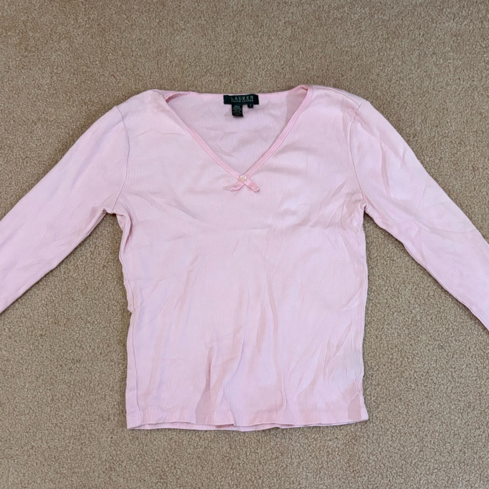 Ralph Lauren Vintage Light Pink V-Neck long sleeve